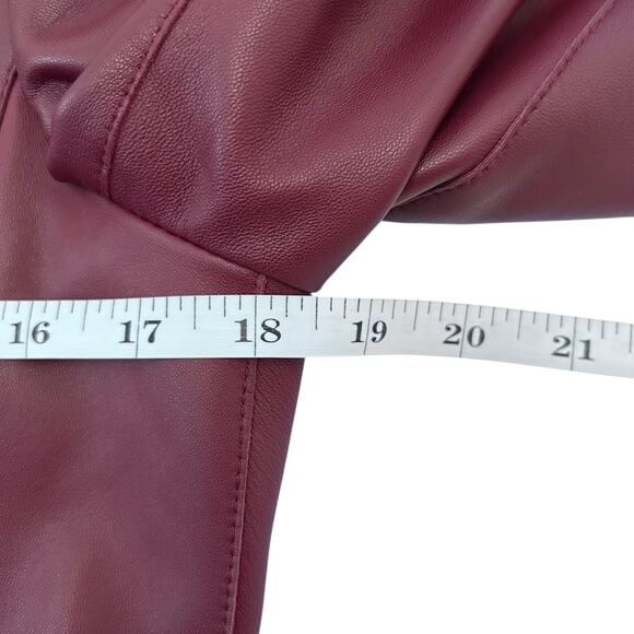 Lafayette 148 New York Burgundy Leather Jacket Women’s Size 8 Lined Zip Front - Picture 9 of 16
